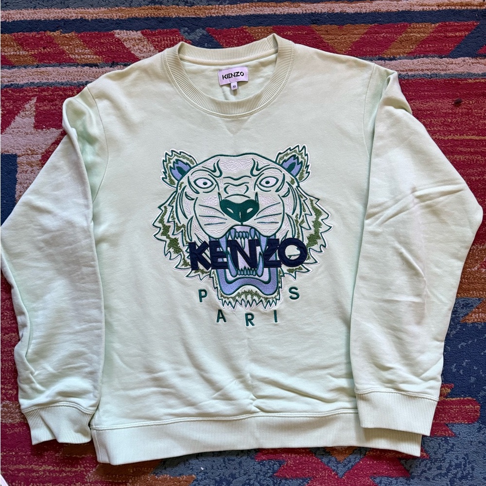 Kenzo Men's Light Green Tiger Crewneck Sweater